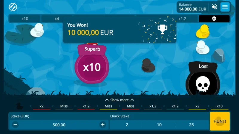 Exploding Ducks - stor vinst med multiplikator x10